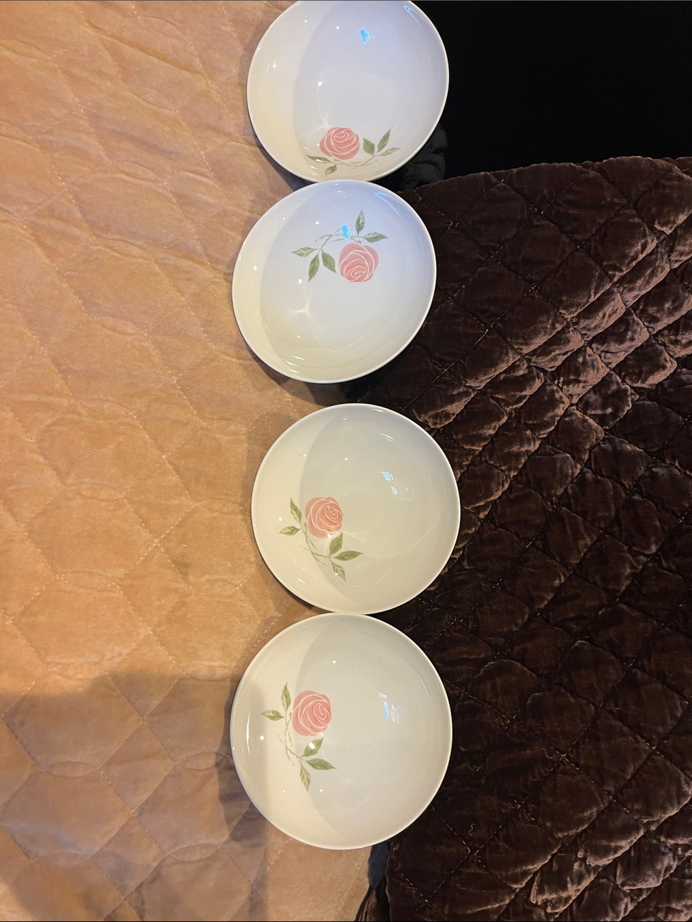 Franciscan White Bowls with Pink Rose Motif - Set of 4